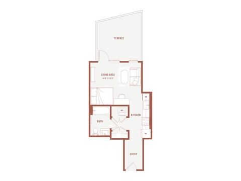 Floor plan for studio, 1 bath, 503 sqft